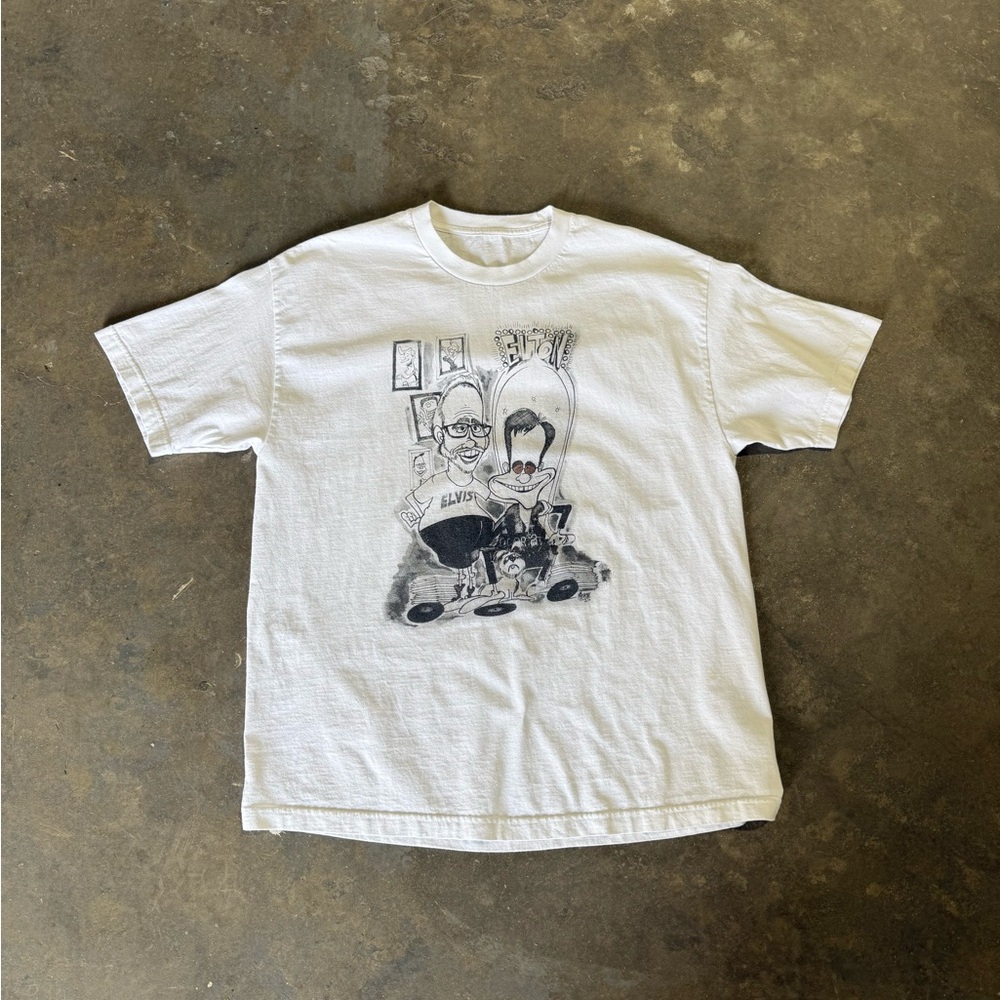 Y2K Elton John x Elvis Cartoon Comedy Charicature Art Tee